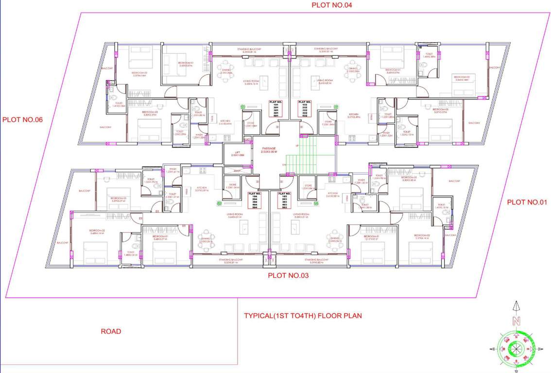 green avenue apartment Block A Cluster Plan From 1st To 4th Floor