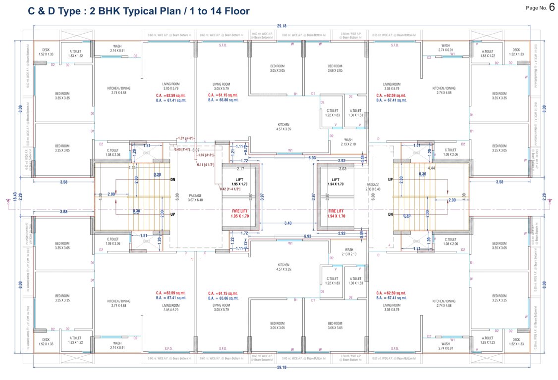 saundarya palace C, D Cluster Plan From 1st To 14th Floor