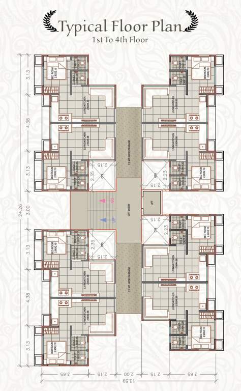  shivam avenue Shivam Avenue Cluster Plan from 1st to 4th Floor