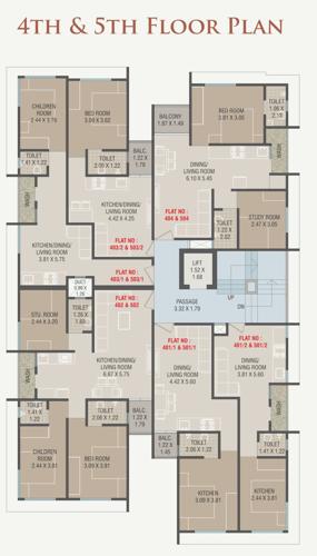  sanskruti Sanskruti Cluster Plan from 4th to 5th Floor