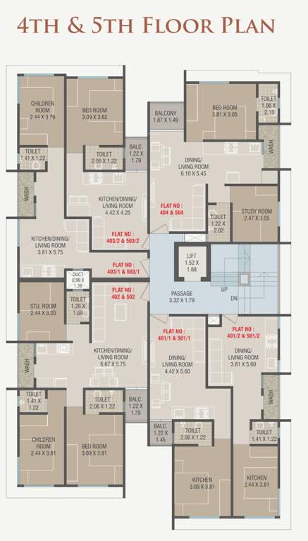 sanskruti Sanskruti Cluster Plan from 4th to 5th Floor