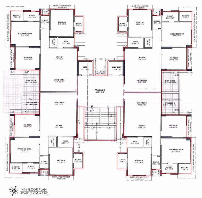 sky homes Block A Cluster Plan For 14th Floor