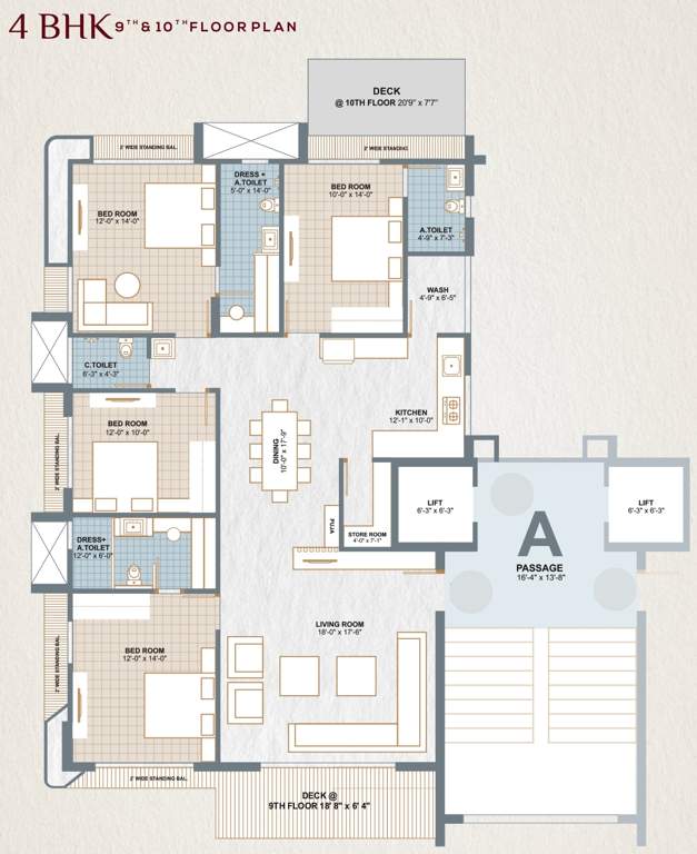  the iconic A Cluster Plan For 9th & 10th Floor