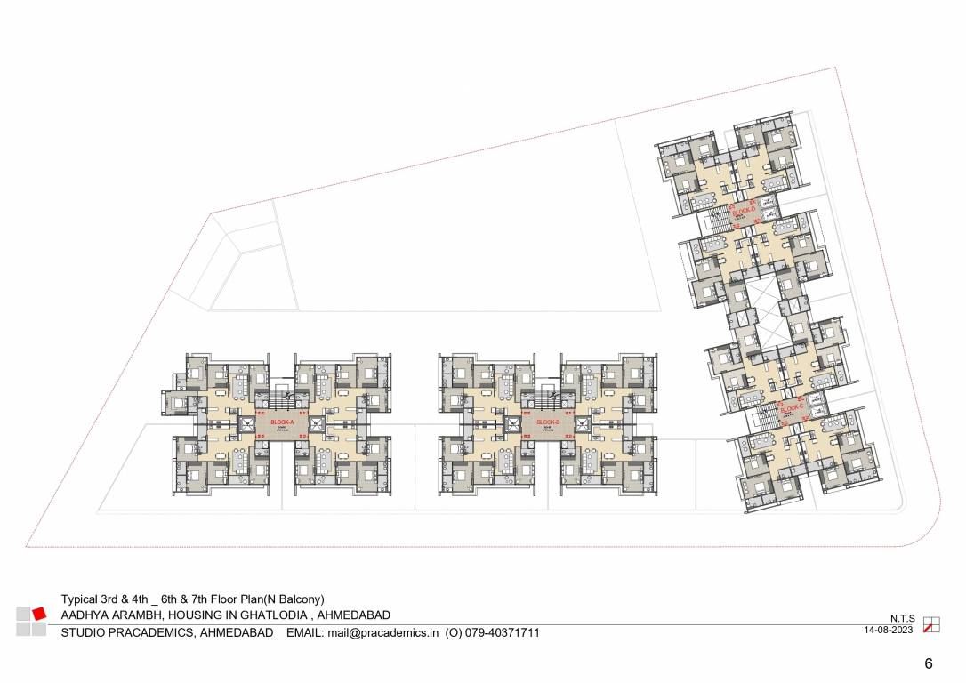  aadhya arambh Block A , Block B, Block C, Block D Cluster Plan from 3rd to 7th Floor