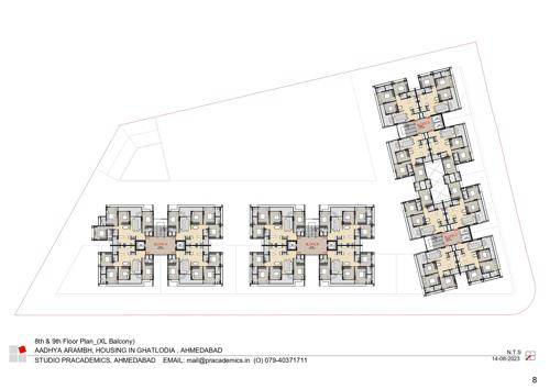  aadhya-arambh Block A , Block B, Block C, Block D Cluster Plan from 8th to 9th Floor