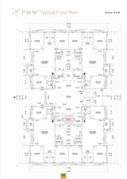  prince-elysium Block A Cluster Plan from 1st to 14th Floor