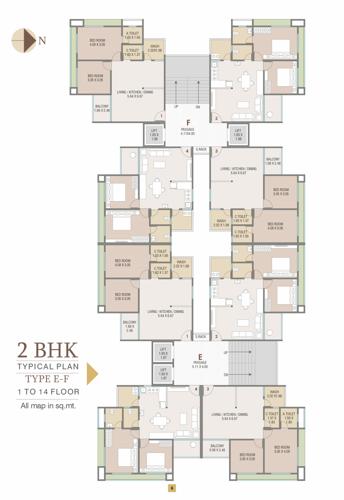 Block E And F Cluster Plan from 1st to 14th Floor vrajbhumi-residency Block E And F Cluster Plan from 1st to 14th Floor