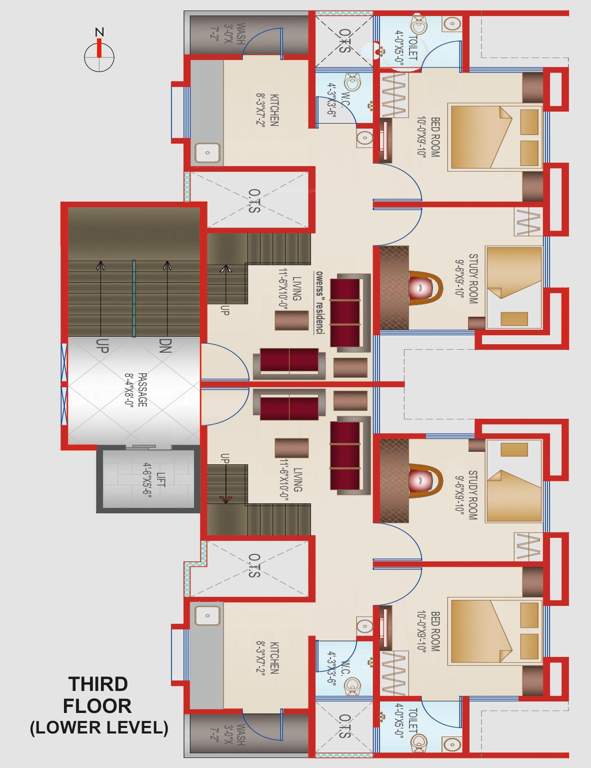  gajanan residency ii Gajanan Residency II Cluster Plan for 3rd Floor