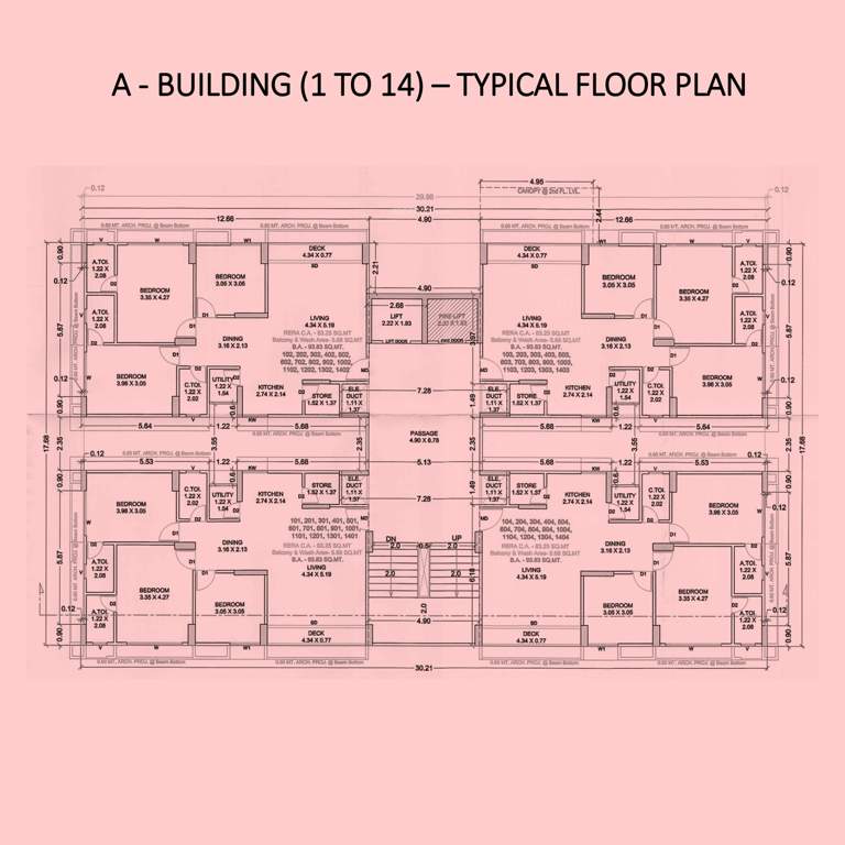  shubham pearl Block A Cluster Plan from 1st to 14th Floor