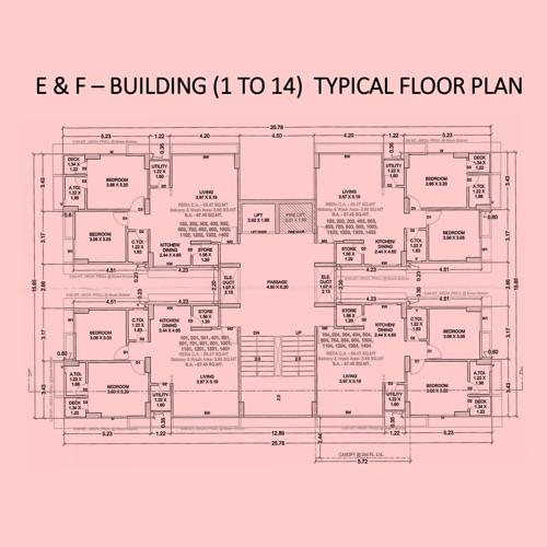  shubham-pearl Block E And Block F Terrace  Cluster Plan from 1st to 14th Floor