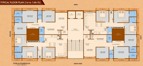 A Cluster Plan From 1st To 14th Floor girikandra-residency A Cluster Plan From 1st To 14th Floor