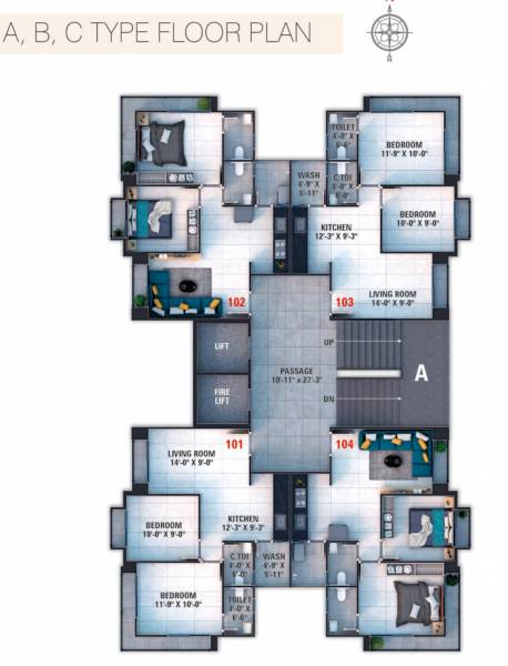  homes Block A, Block B, Block C Cluster Plan