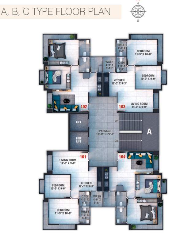  homes Block A, Block B, Block C Cluster Plan