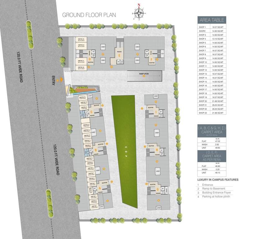  homes Block A, Block B, Block D, Block E, Block F, Block G, Block H, Block I  Cluster Plan for ground Floor