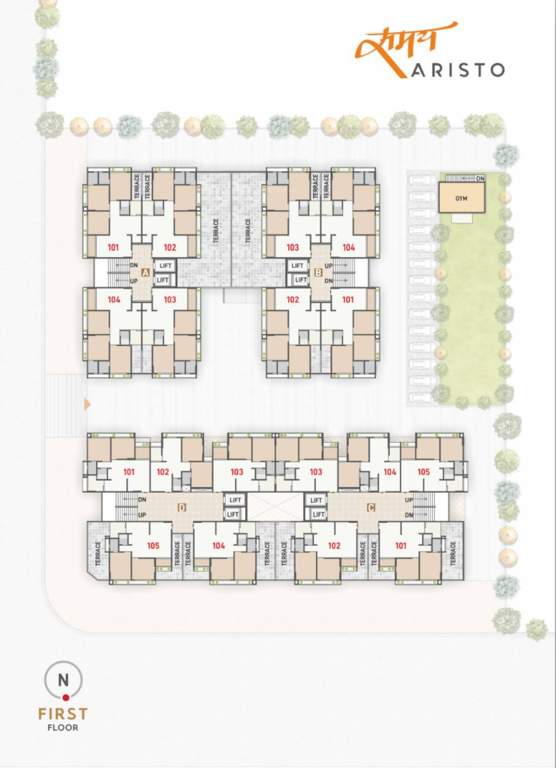 samay aristo Block A,B,C & D Cluster Plan for 1st Floor