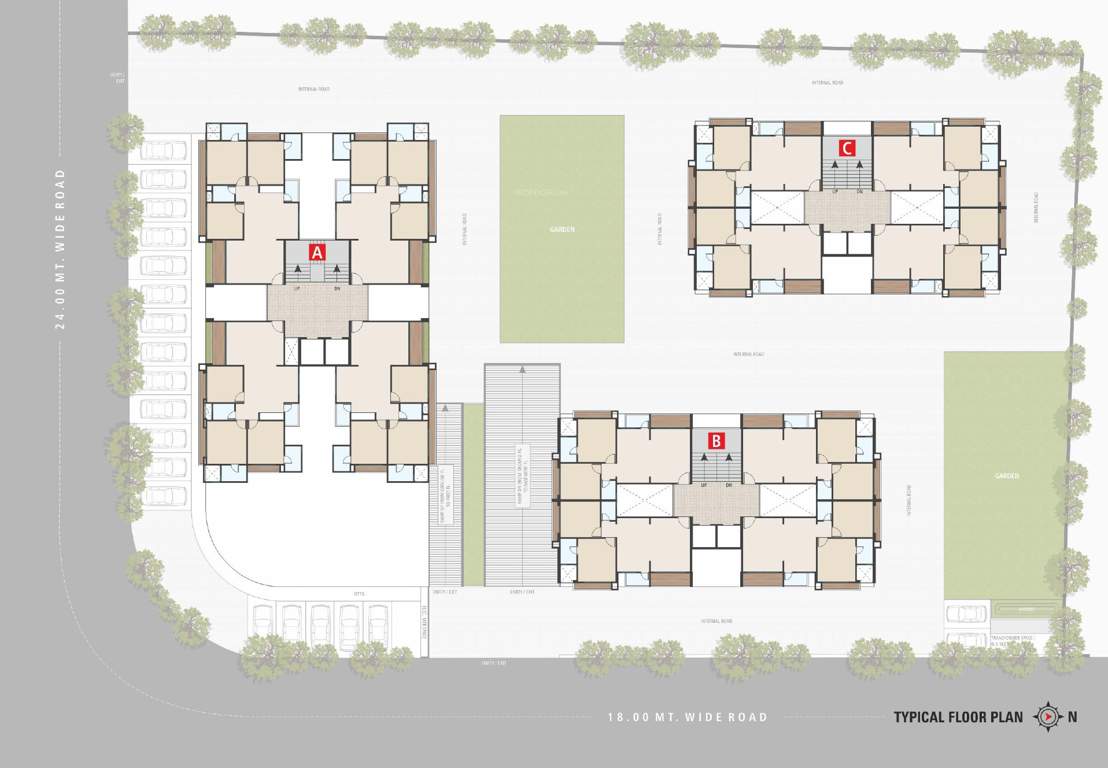  parisar A, B, C Typical Cluster Plan