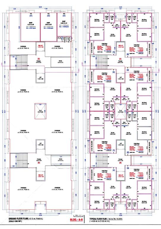 flower view homes Block A And Block B Cluster Plan from ground to 7th Floor