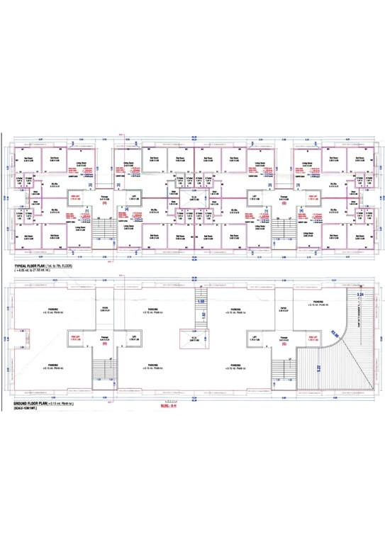 flower view homes Block G And Block H Cluster Plan from ground to 7th Floor