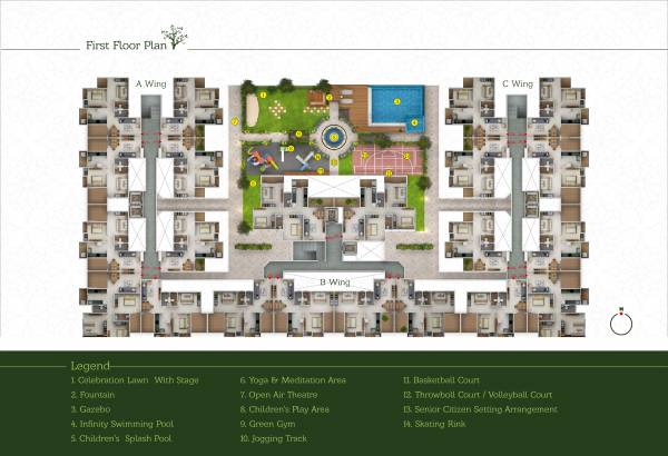  park Wing A, B And C Cluster Plan for 1st Floor