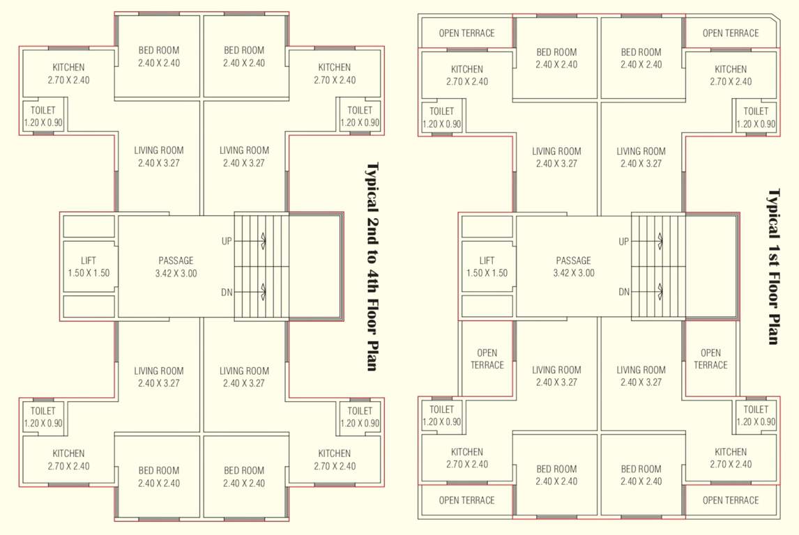 saiguru flats 2 Saiguru Flats 2 Cluster Plan from 1st to 4th Floor
