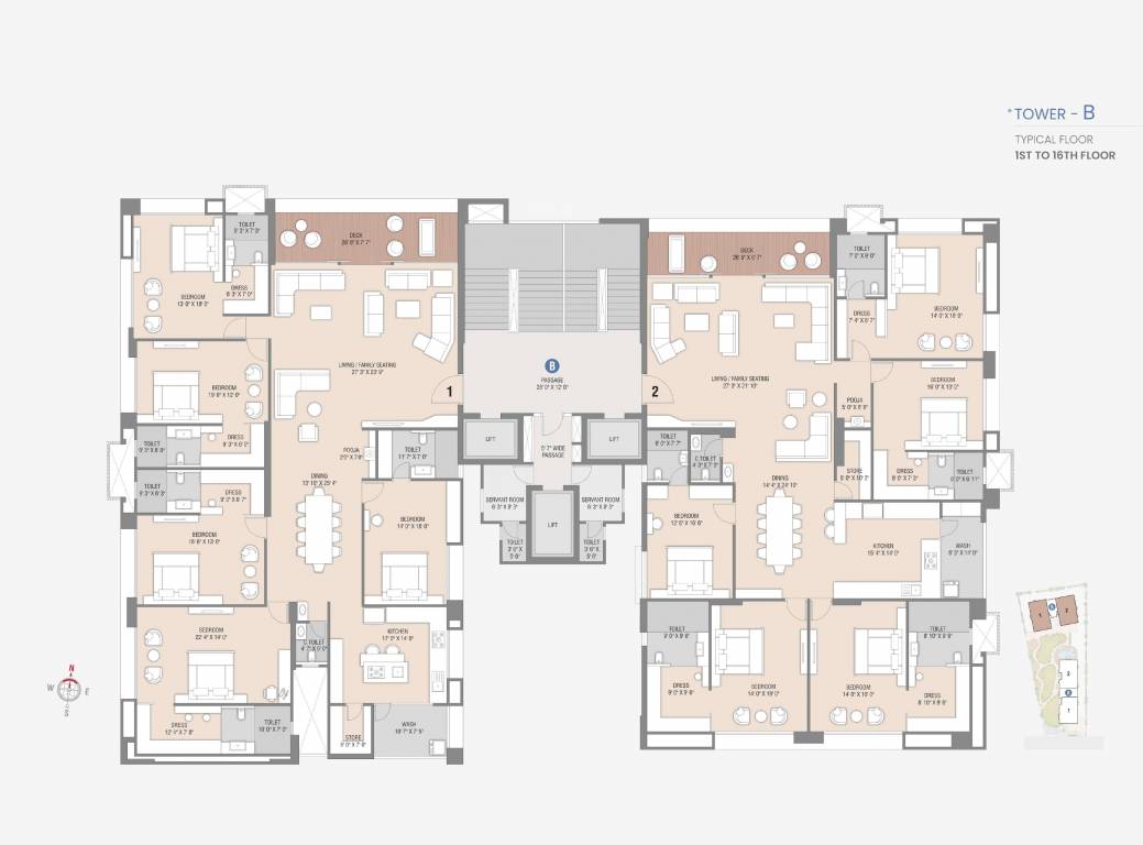skyteria Block B Cluster Plan from 1st to 16th Floor