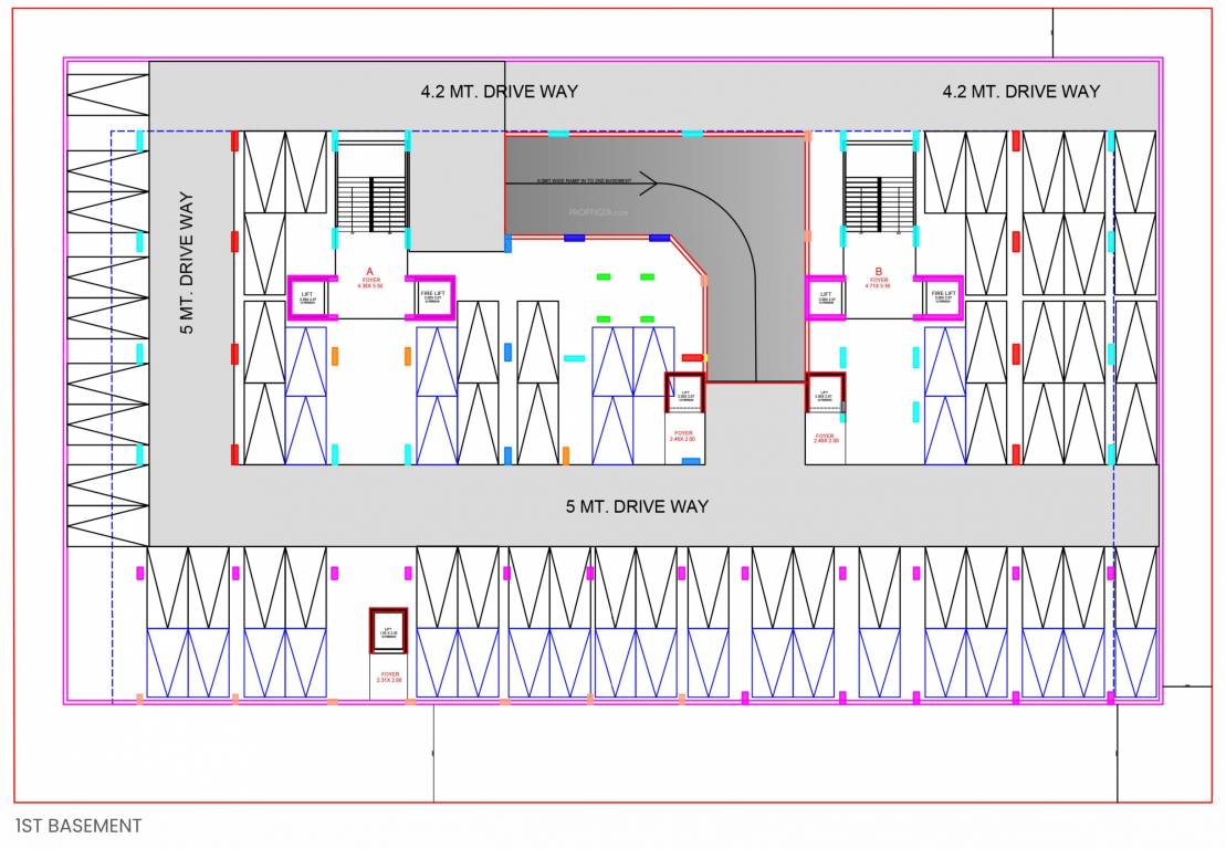  center point A, B Basement 1 Cluster Plan