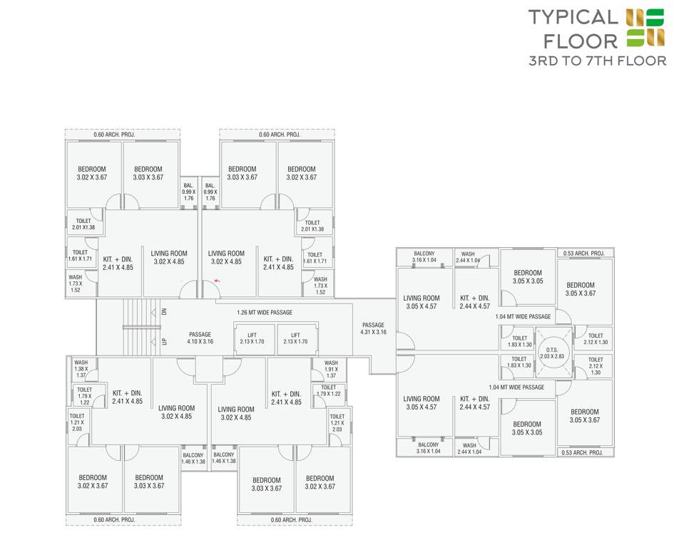 heights Tower A Cluster Plan From 3rd To 7th Floor