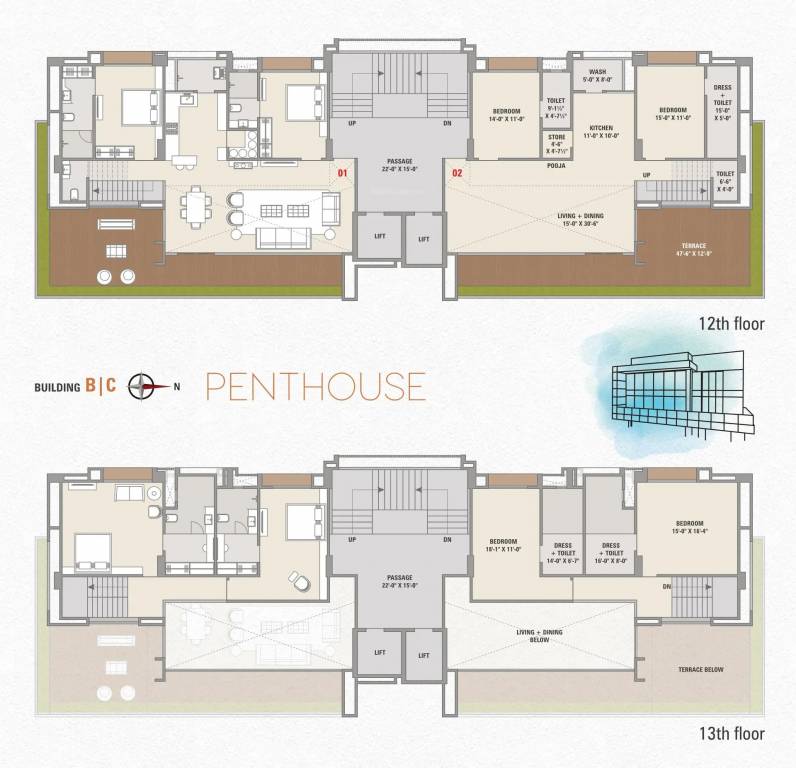  heights B, C Penthouse Cluster Plan