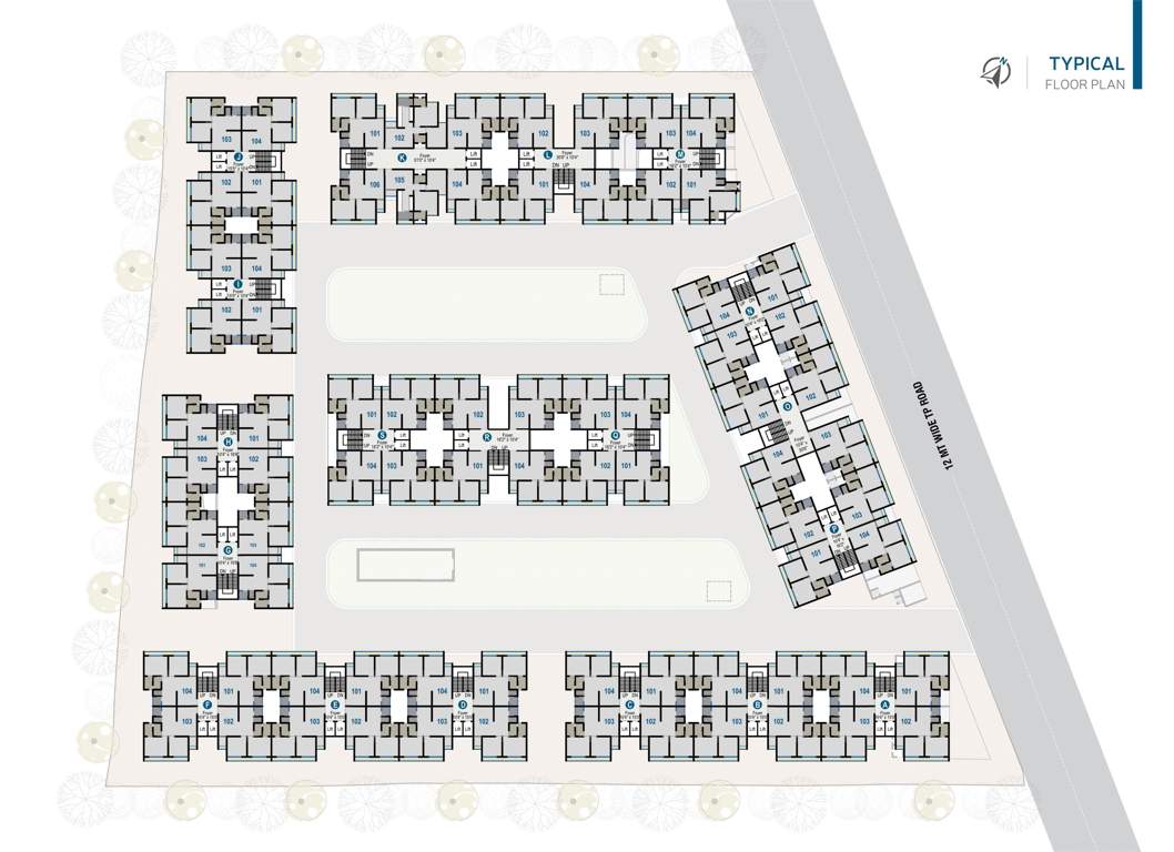  airport view residency Block A To Block S Typical Cluster Plan