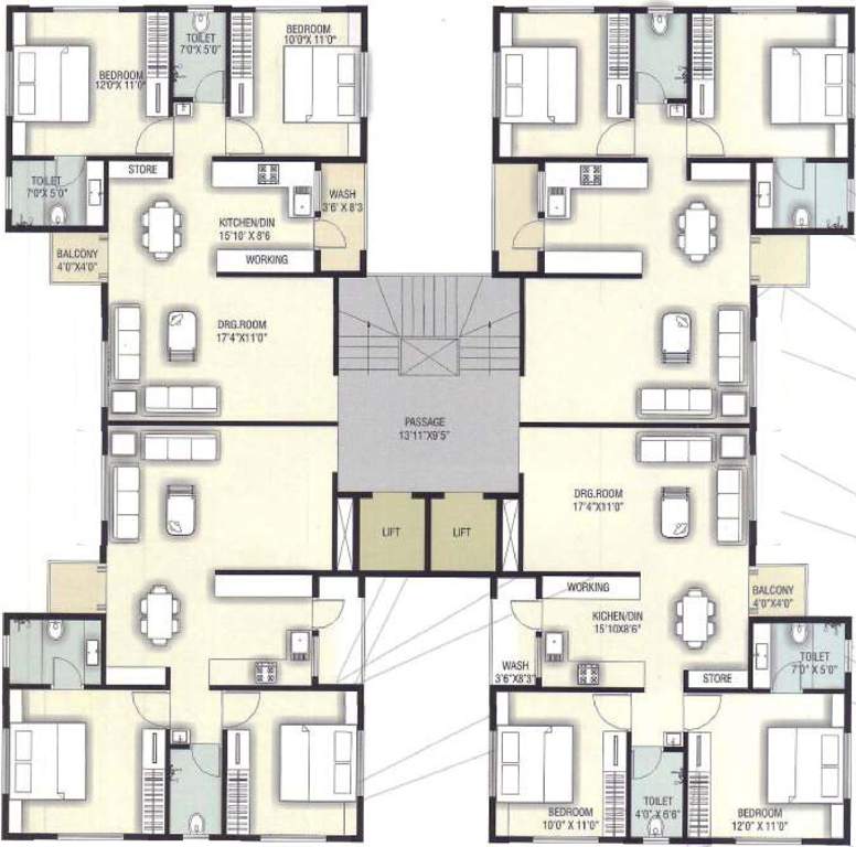  shikhar phase 2 Tower I Cluster Plan From 1st To 7th Floor