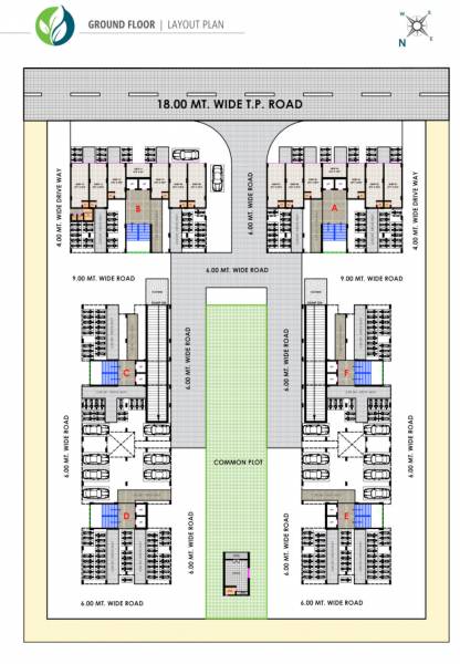  sarva-residency Block A,B,C,D,E & F Ground Floor Cluster Plan