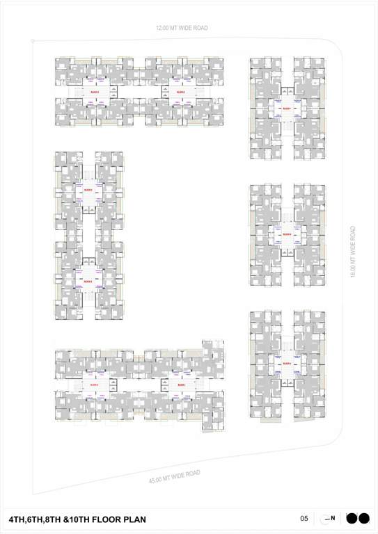  the portrait Block A,B,C,D,E,F,G,H & I  Cluster Plan from 4th to 10th Floor
