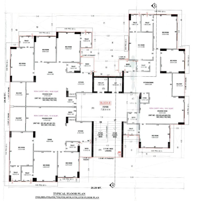  aaryan elan Block B Cluster Plan from 2nd to 13th Floor