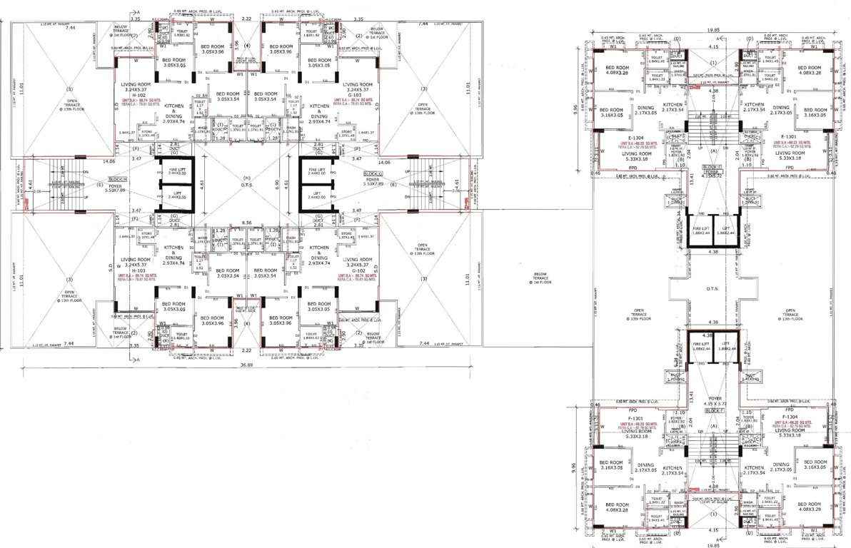  panchamrut skyz Block E,F,G,H Cluster Plan For 13th Floor