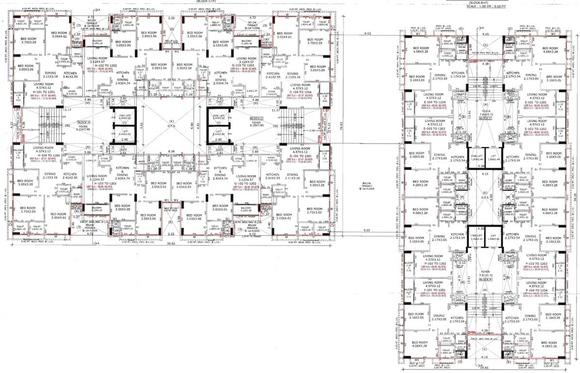  panchamrut skyz Block E,F,G,H Cluster Plan From 2nd To 12th Floor