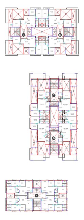  pravesh Block A,B,E,D,E Cluster Plan For 14th Floor