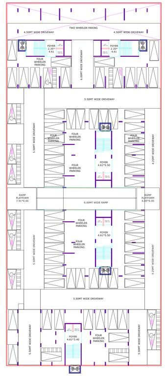  pravesh Block A,B,E,D,E Cluster Plan For Basement 1