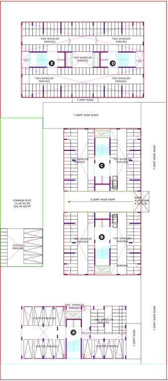  pravesh Block A,B,E,D,E Cluster Plan For Ground Floor