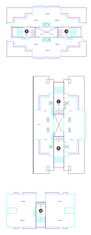  pravesh Block A,B,E,D,E Cluster Plan For Terrace Plan