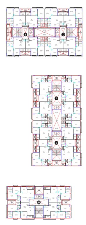  pravesh Block A,B,E,D,E Cluster Plan From 1st To 13th Floor