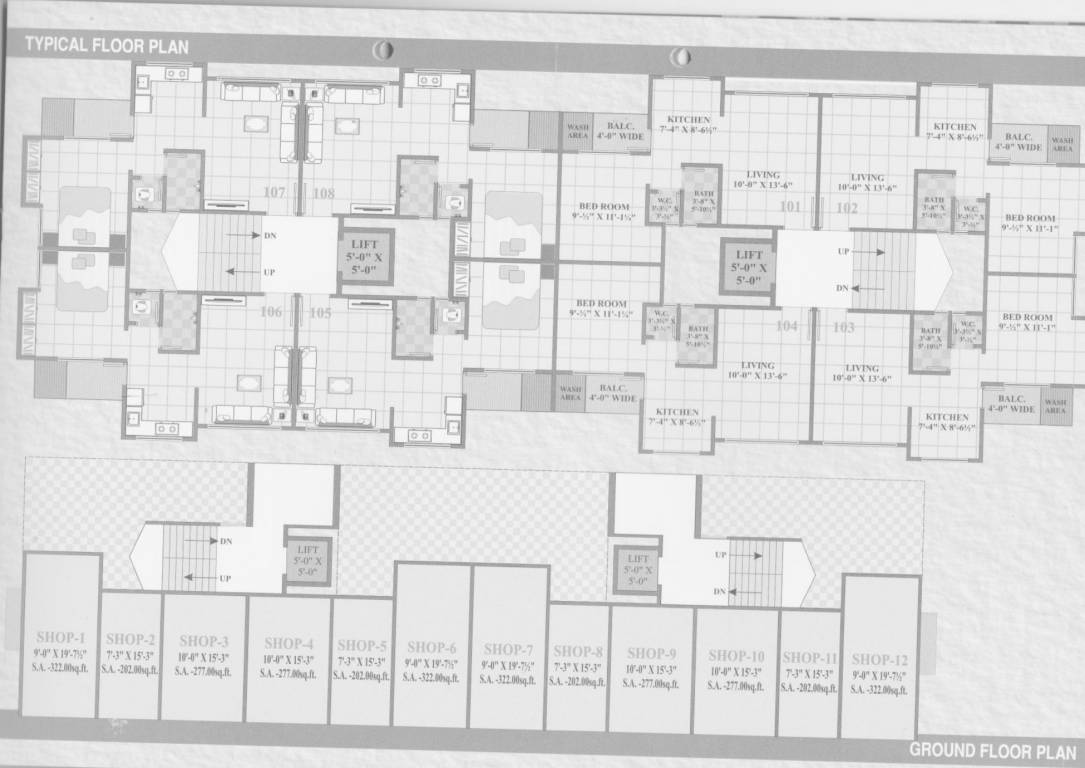  gokuldham residency  A1, A2 Typical Cluster Plan
