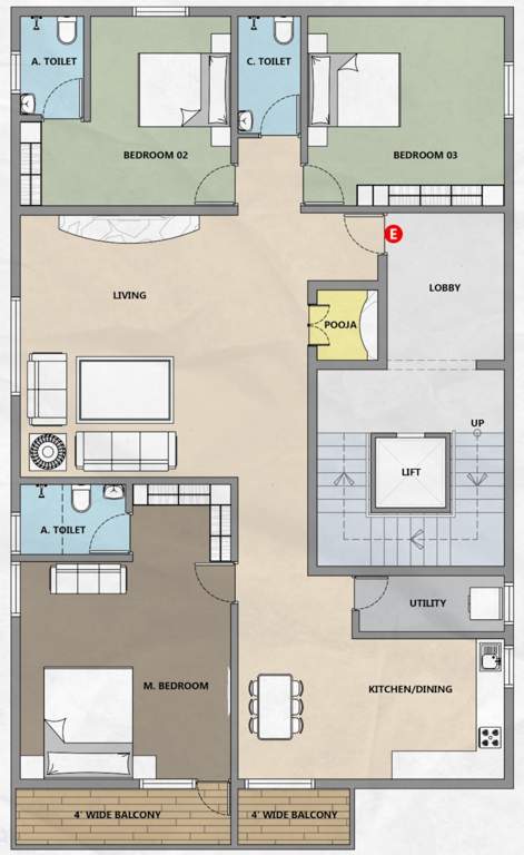  lotus villa Lotus Villa Cluster Plan from 1st to 4th Floor
