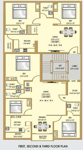  lakshmi-ram-nivas-apartment Lakshmi Ram Nivas Apartment Cluster Plan from 1st to 3rd Floor