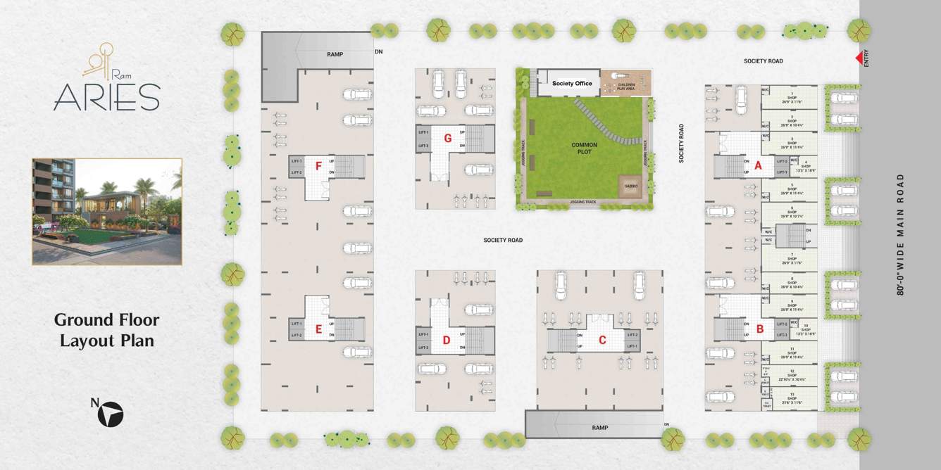  shree ram aries Block A To Block G Cluster Plan for ground Floor