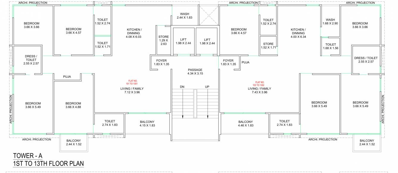  campus Block A Cluster Plan from 1st to 13th Floor