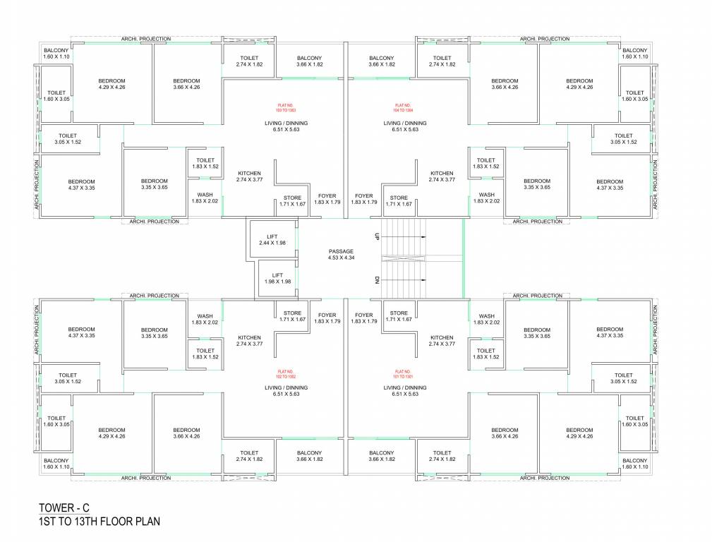  campus Block C Cluster Plan from 1st to 13th Floor