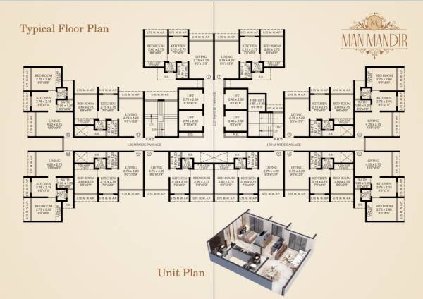  man-mandir Building 1 Cluster Plan