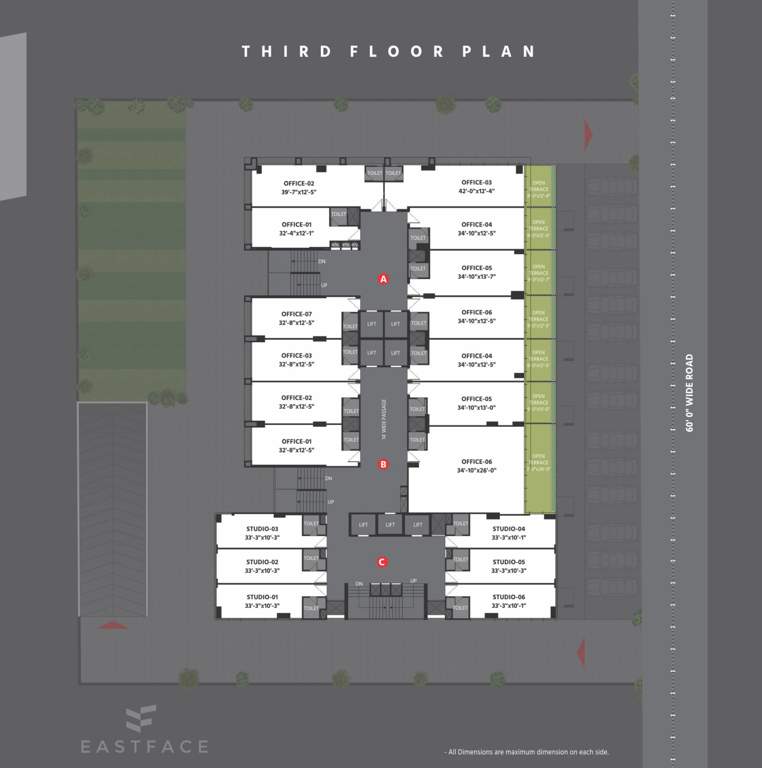  east face East Face Cluster Plan For 3rd Floor