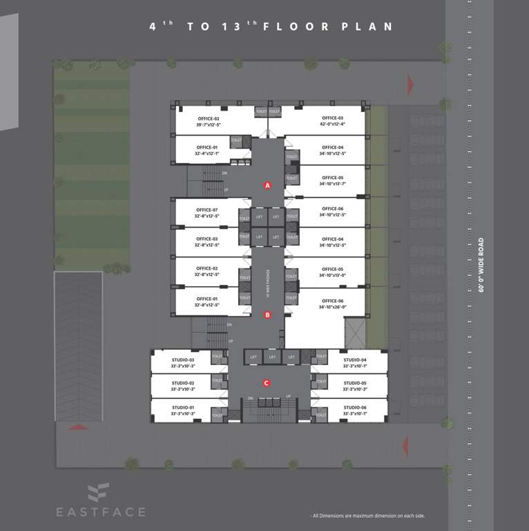  east face East Face Cluster Plan From 4th To 13th Floor
