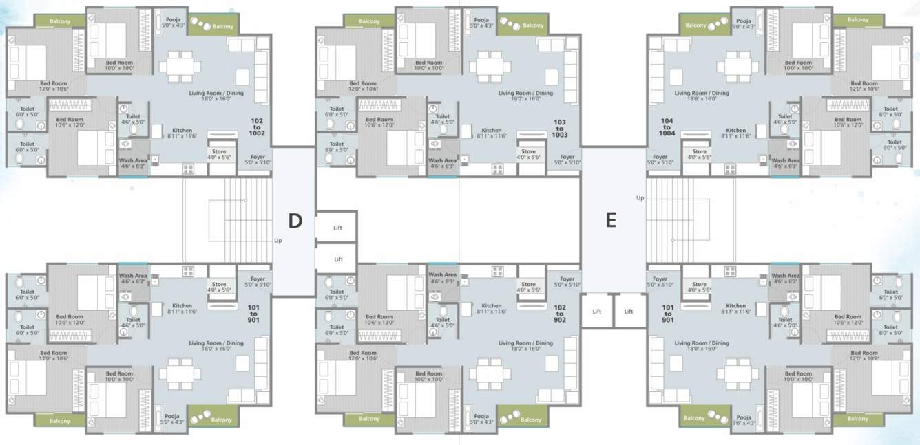 shivalay bliss phase 2 Block D Cluster Plan From 1st To 10th Floor